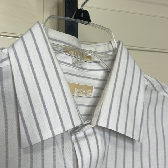 Michael Kors Men's Striped White/Grey Dress Shirt Size XL (17.5) (EU 36/27) - Picture 6 of 12
